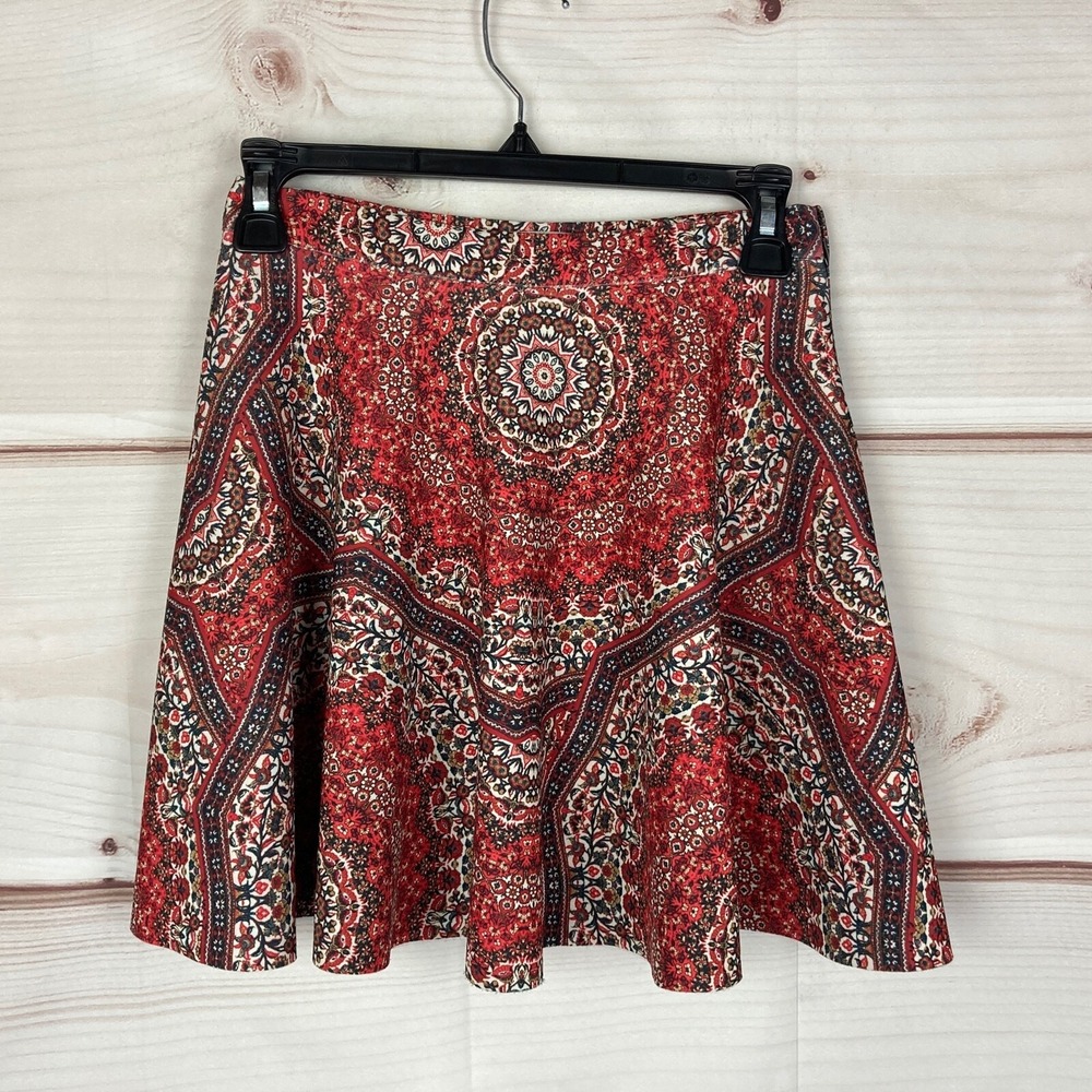Abercrombie & Fitch Skirt Womens XS Scuba Knit Paisley Swing Mini Skater Zipper